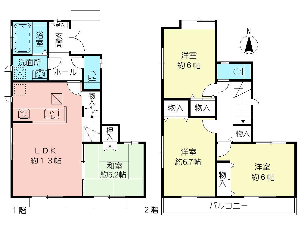 Floor plan. 39,800,000 yen, 4LDK, Land area 92.72 sq m , Building area 87.77 sq m