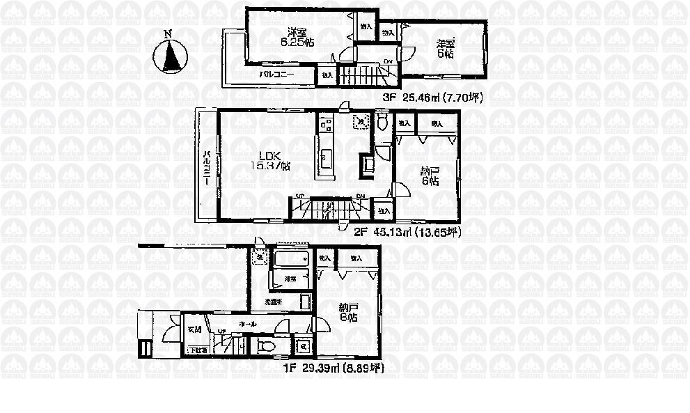 Floor plan. 46,800,000 yen, 2LDK + 2S (storeroom), Land area 75.25 sq m , Building area 114.72 sq m floor plan