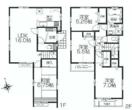 Floor plan. (1 Building), Price 58,800,000 yen, 4LDK, Land area 120.01 sq m , Building area 97.5 sq m