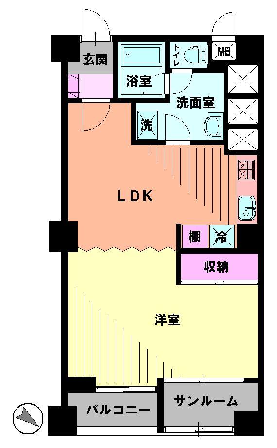 Floor plan. 1LDK, Price 17.3 million yen, Occupied area 52.15 sq m , Balcony area 3.71 sq m Floor