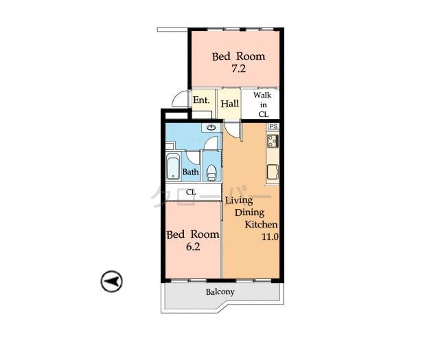 Floor plan. 3LDK, Price 24,800,000 yen, Occupied area 59.77 sq m , Balcony area 6.71 sq m