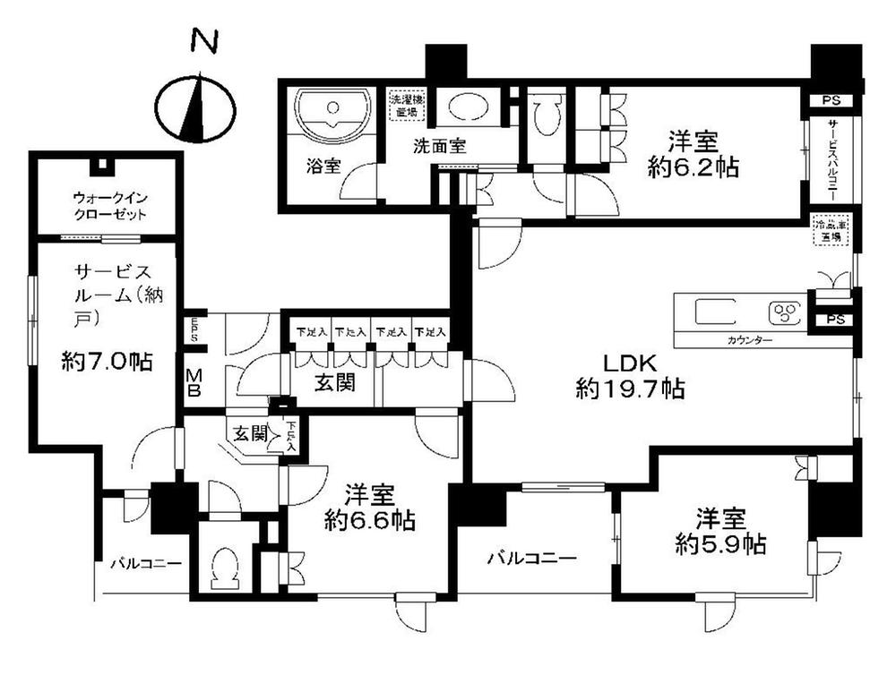 Floor plan. 3LDK + S (storeroom), Price 49,800,000 yen, Footprint 106.69 sq m , Balcony area 9.4 sq m