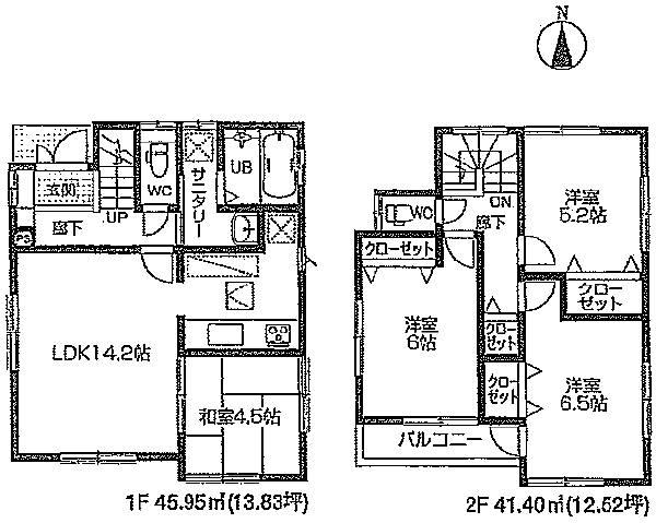 Floor plan. 45,800,000 yen, 4LDK, Land area 109.28 sq m , Building area 87.35 sq m