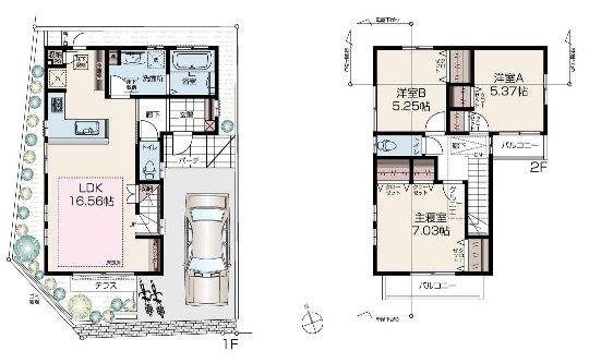 Floor plan. (1 Building Sale furnished), Price 56,330,000 yen, 3LDK, Land area 90 sq m , Building area 85.62 sq m