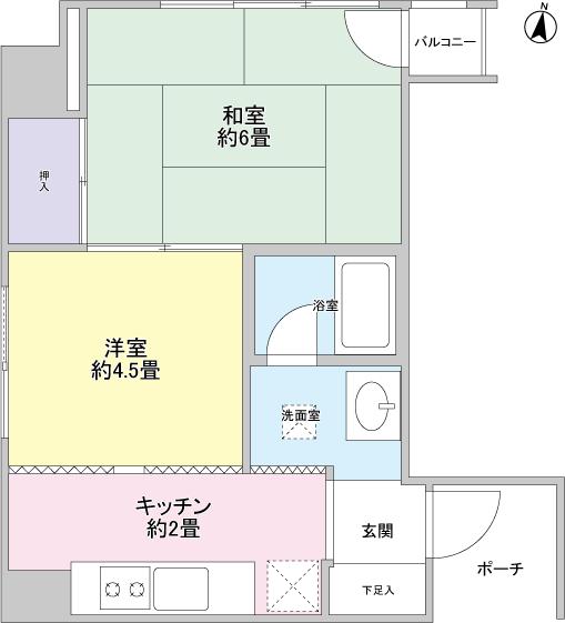 Floor plan. 2K, Price 11.8 million yen, Occupied area 33.77 sq m , Balcony area 0.81 sq m floor plan