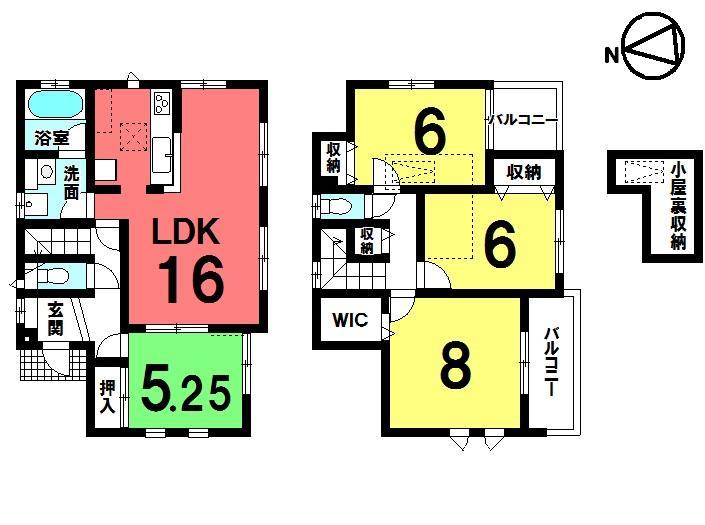 Floor plan. 48,800,000 yen, 4LDK, Land area 100 sq m , Building area 98.12 sq m