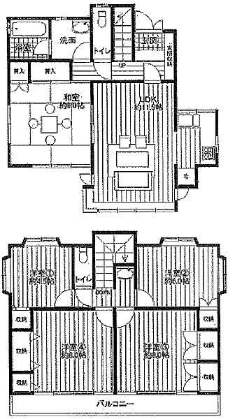 Floor plan. 36,300,000 yen, 5LDK, Land area 112.61 sq m , Building area 108.96 sq m