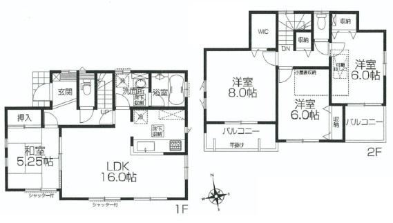 Floor plan. (Building 2), Price 48,800,000 yen, 4LDK, Land area 100 sq m , Building area 98.12 sq m