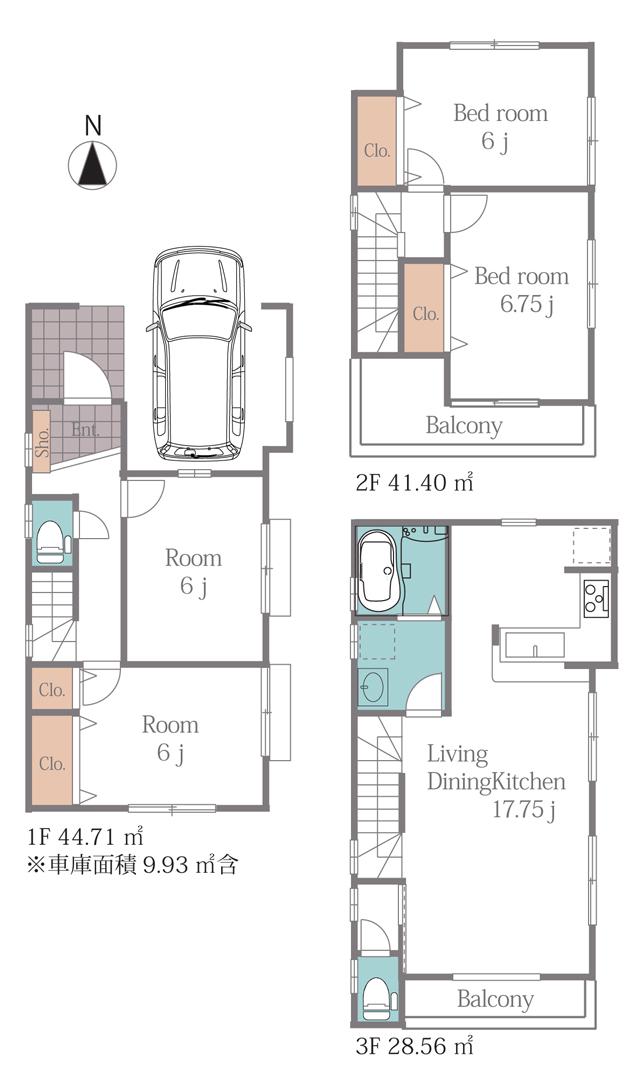 Floor plan. 49,800,000 yen, 4LDK, Land area 81.07 sq m , Building area 122.13 sq m 2 Building floor plan (50.8 million yen)