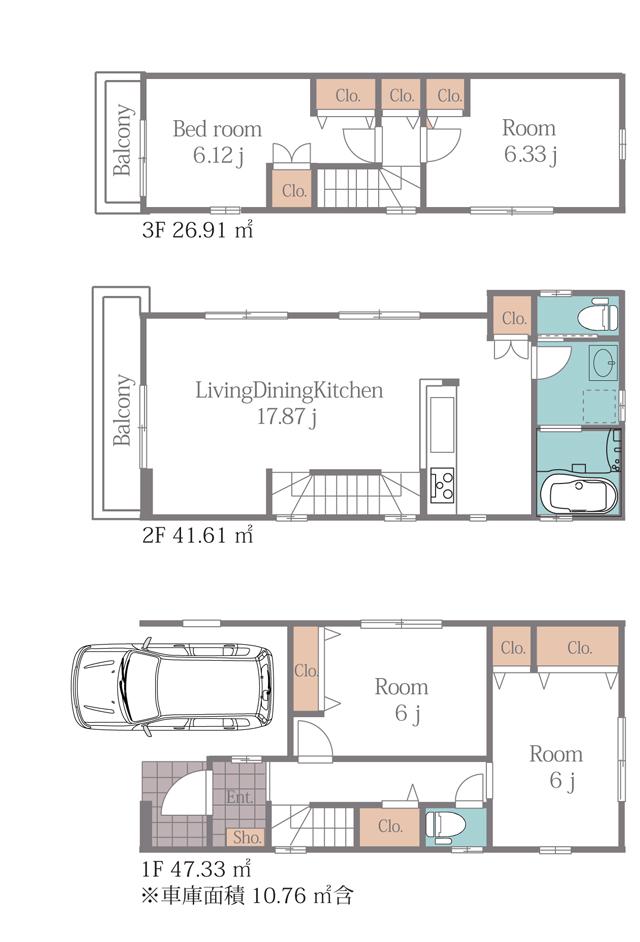 Floor plan. 49,800,000 yen, 4LDK, Land area 81.07 sq m , Building area 122.13 sq m 4 Building floor plan (50.8 million yen)