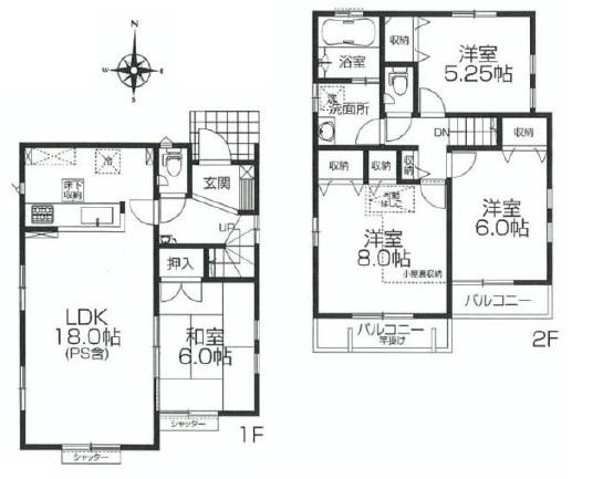 Floor plan. (3 Building), Price 53,800,000 yen, 4LDK, Land area 100.86 sq m , Building area 97.29 sq m