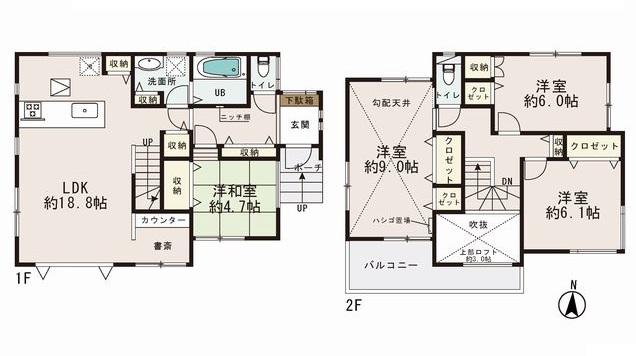 Floor plan. 66,800,000 yen, 4LDK, Land area 141.32 sq m , Building area 109.92 sq m