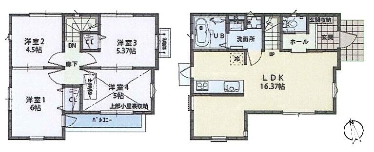 Floor plan. 46,800,000 yen, 4LDK, Land area 81.81 sq m , It is 4LDK of building area 81.56 sq m living in stairs. You can use as a large 2LDK if Nakuse a room partition. 