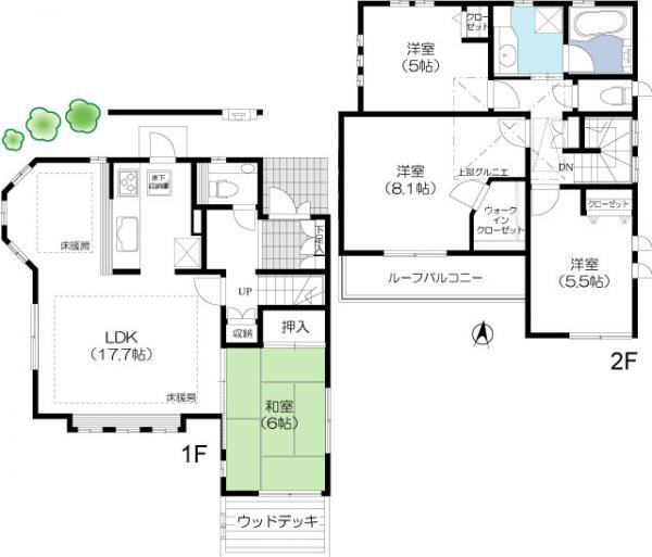 Floor plan. 68 million yen, 4LDK, Land area 100.18 sq m , Building area 99.47 sq m