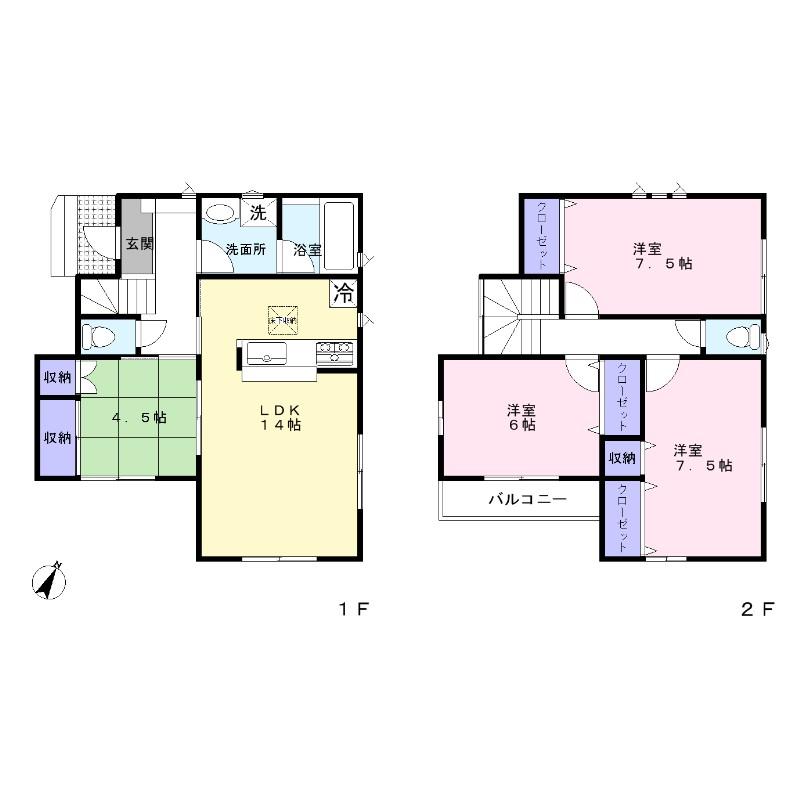 Floor plan. 49,800,000 yen, 4LDK, Land area 97.98 sq m , Building area 93.96 sq m