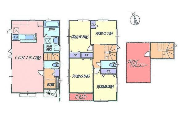 Floor plan. 59,800,000 yen, 4LDK, Land area 85.43 sq m , Building area 95.63 sq m