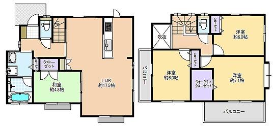Building plan example (floor plan). Building plan example Building price 15,150,000 yen (tax included), Building area 95.588 sq m  Land and building total 37.8 million yen (tax included) ※ Within this residential land it does not have obliged this building plan. 