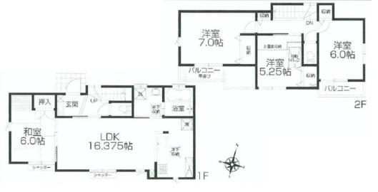 Floor plan. (3 Building), Price 42,300,000 yen, 4LDK, Land area 114.07 sq m , Building area 95.64 sq m
