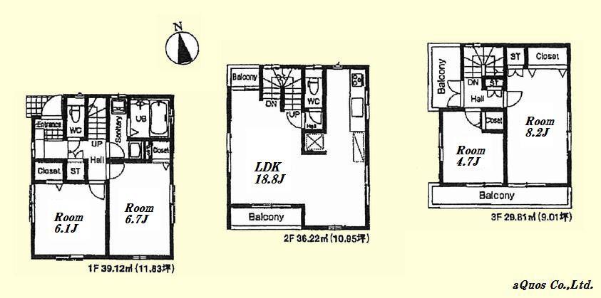 Floor plan. (Building 2), Price 46,800,000 yen, 4LDK, Land area 75.01 sq m , Building area 105.15 sq m
