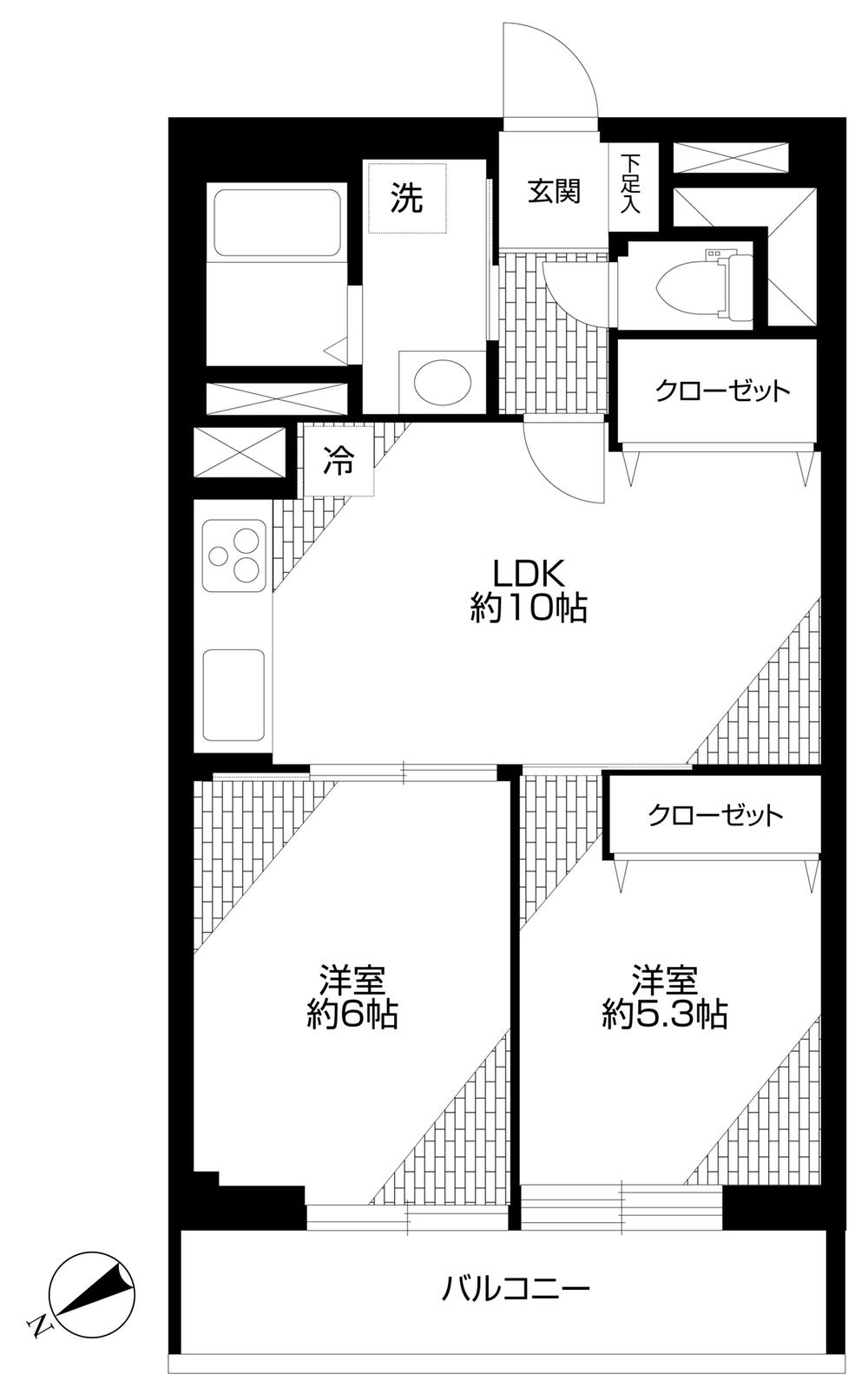 Floor plan. 2LDK, Price 18,800,000 yen, Occupied area 50.05 sq m , Balcony area 6.6 sq m our plan view (floor plan of your choice, You can change to specification)