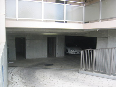 Parking lot. Underground parking entrance