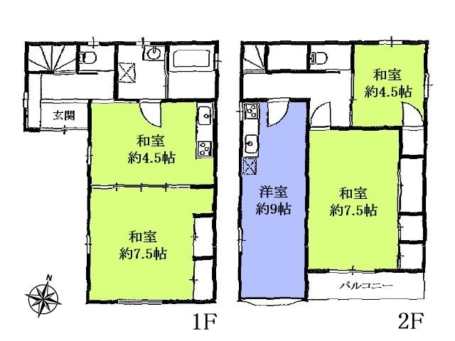 Floor plan. 34,500,000 yen, 5K, Land area 67.72 sq m , Building area 66.2 sq m between Nerima Ōizumigakuenchō 2-chome, floor plan