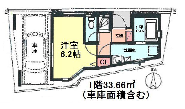 Floor plan. 47,800,000 yen, 3LDK + S (storeroom), Land area 47.37 sq m , Building area 72.76 sq m «1 floor floor plan »