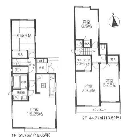 Floor plan. (1 Building), Price 49,800,000 yen, 4LDK, Land area 103.8 sq m , Building area 96.46 sq m