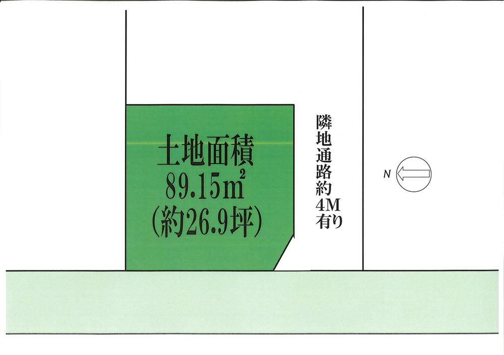 Compartment figure. Land price 52,300,000 yen, Bright is located adjacent land passage to the land area of 89.15 sq m south