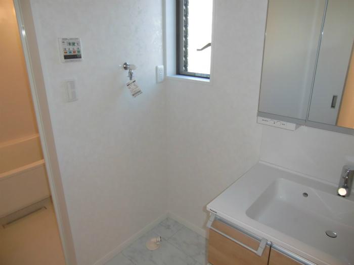 Wash basin, toilet. Washing machine Storage