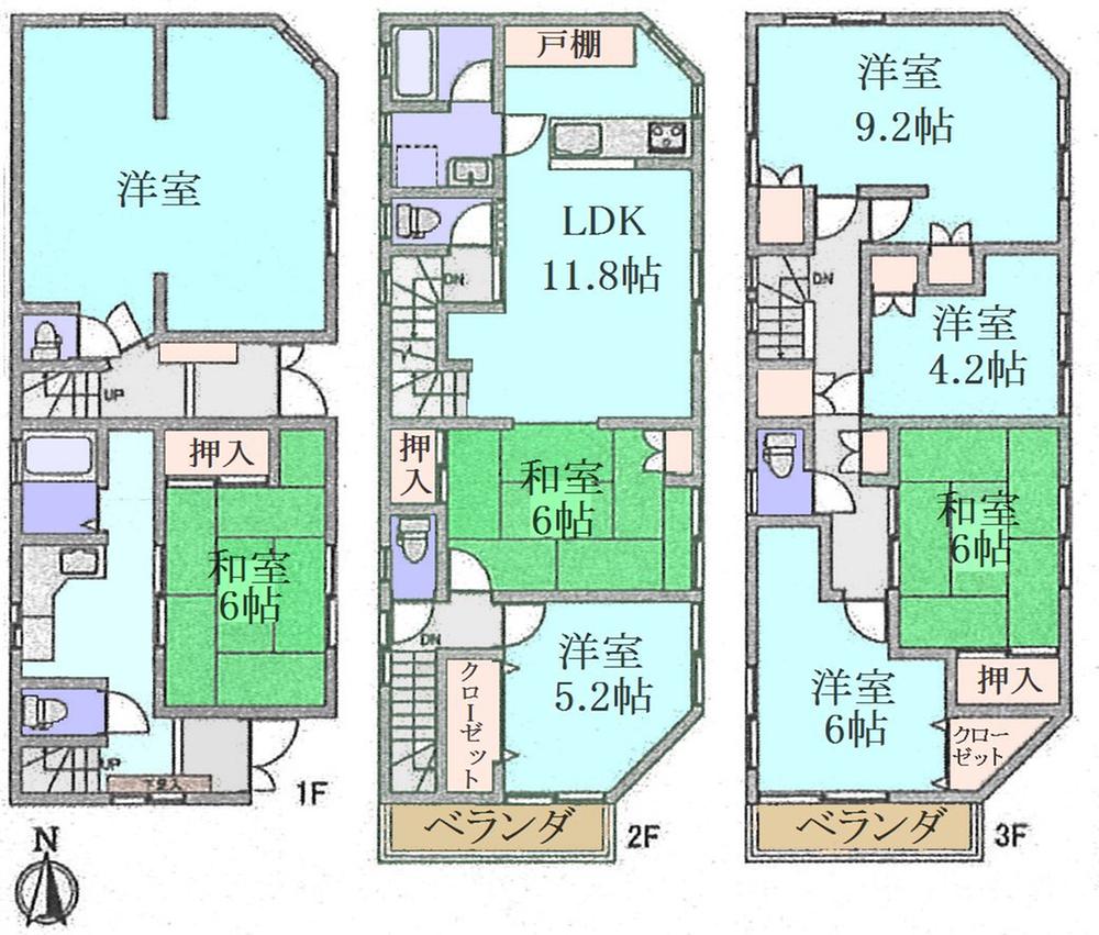Floor plan. 44,800,000 yen, 8LDK, Land area 83.23 sq m , Building area 178.24 sq m