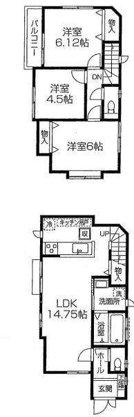 Floor plan. 44,300,000 yen, 3LDK, Land area 80.82 sq m , Building area 74.93 sq m