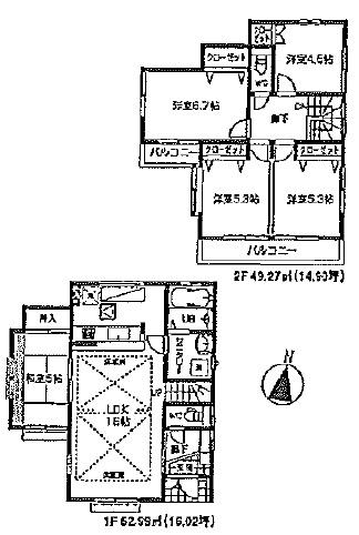 Floor plan. (3 Building), Price 63,800,000 yen, 4LDK, Land area 110.58 sq m , Building area 102.26 sq m