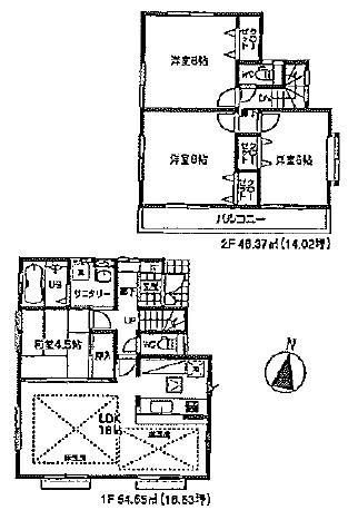 Floor plan. (5 Building), Price 65,800,000 yen, 4LDK, Land area 110.58 sq m , Building area 101.02 sq m