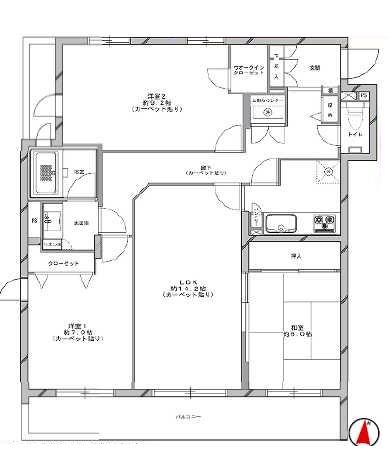 Floor plan. 3LDK, Price 39,800,000 yen, Occupied area 87.99 sq m , Balcony area 9.3 sq m