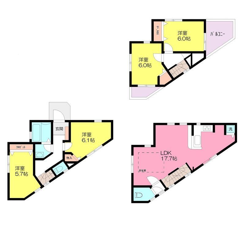 Floor plan. 45,800,000 yen, 4LDK, Land area 92.59 sq m , Building area 97.38 sq m Shakujii New construction