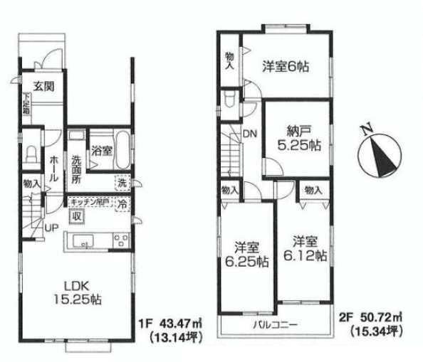 Floor plan. (3 Building), Price 45,800,000 yen, 3LDK+S, Land area 90.73 sq m , Building area 94.19 sq m