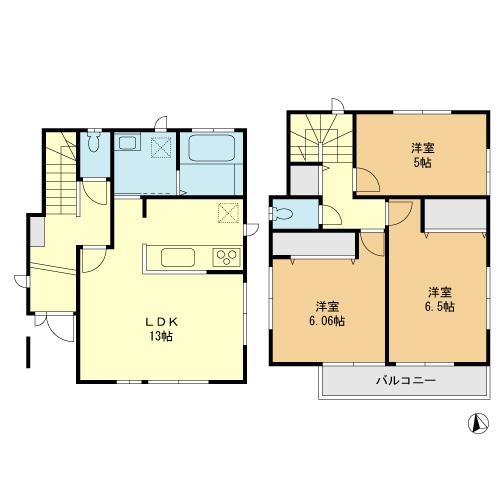 Floor plan. 33,800,000 yen, 3LDK, Land area 74.6 sq m , Building area 76.18 sq m floor plan