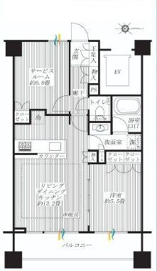 Floor plan. 1LDK+S, Price 33,800,000 yen, Occupied area 54.64 sq m , Balcony area 10.79 sq m