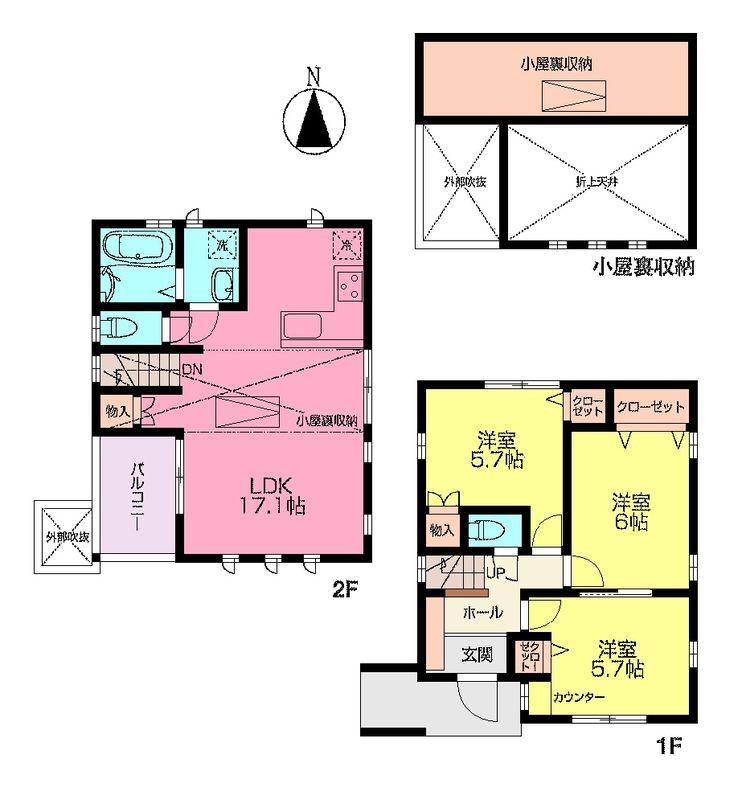 Floor plan. 45,800,000 yen, 3LDK, Land area 85.21 sq m , Building area 77.35 sq m Shakujii Park New construction