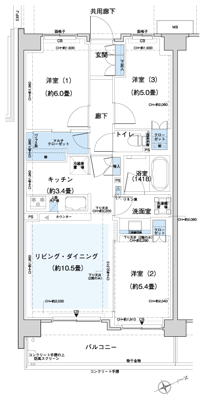 Floor: 3LDK + MC, occupied area: 67.11 sq m