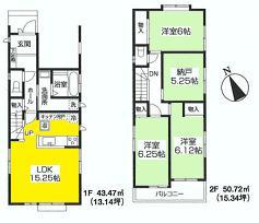 Floor plan. (3 Building), Price 45,800,000 yen, 3LDK+S, Land area 90.73 sq m , Building area 94.19 sq m