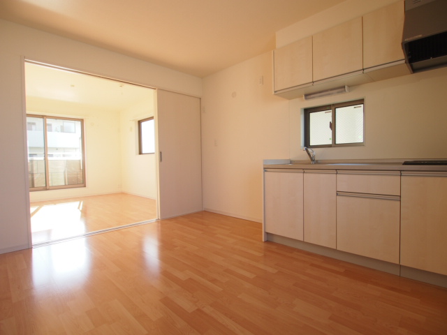 Living and room. You can use widely open the sliding door!