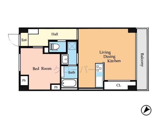 Floor plan. 1LDK, Price 19,800,000 yen, Occupied area 40.27 sq m , Balcony area 4.22 sq m