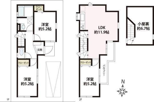 Floor plan. 37,800,000 yen, 3LDK, Land area 63.22 sq m , Building area 62.87 sq m floor plan