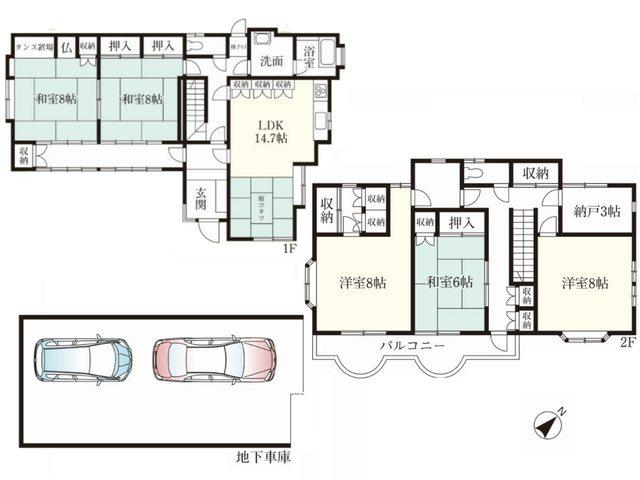 Floor plan. 75,800,000 yen, 5LDK, Land area 167 sq m , Taken between the building area 203.39 sq m Nerima Higashioizumi 7-chome