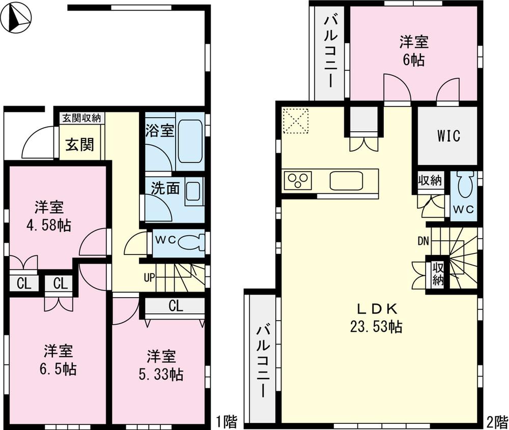 Floor plan. (B Building), Price 61,800,000 yen, 4LDK, Land area 80.11 sq m , Building area 100.03 sq m