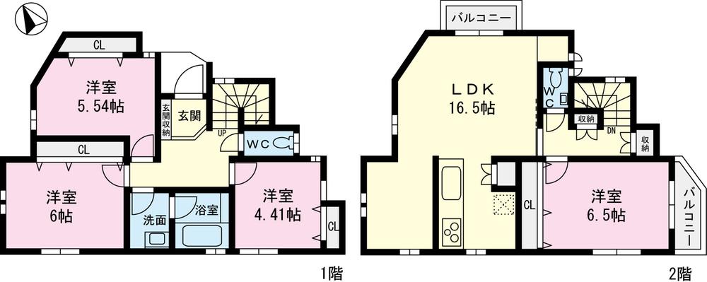 Floor plan. (A Building), Price 56,800,000 yen, 4LDK, Land area 80.6 sq m , Building area 92.02 sq m