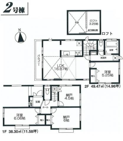 Floor plan. 46,800,000 yen, 2LDK, Land area 75.25 sq m , Building area 99.98 sq m