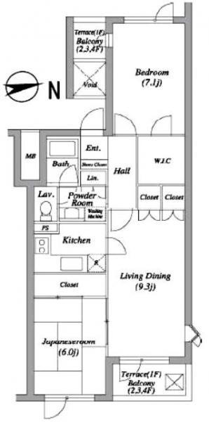 Floor plan. 2LDK, Price 28.5 million yen, Occupied area 61.13 sq m , Balcony area 5.77 sq m